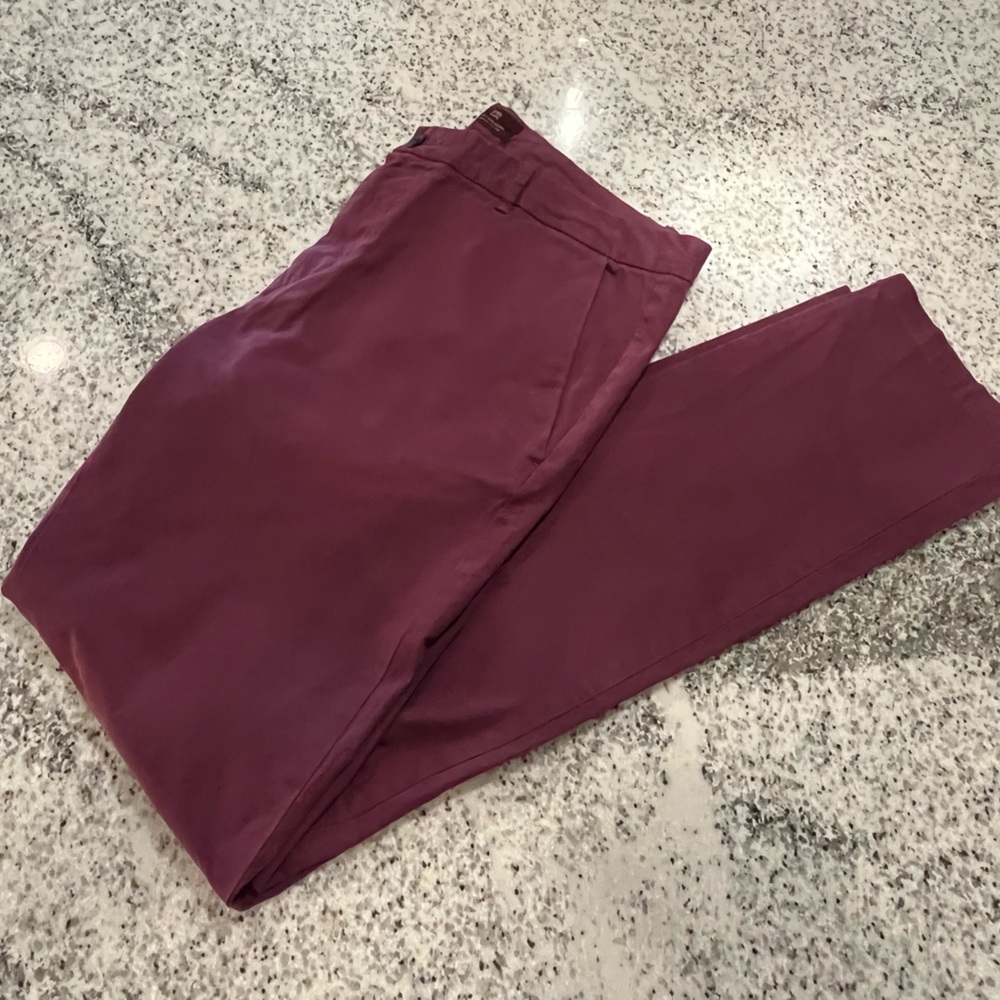 Scotch Soda Mens Stuart Chino Pants 34W x 34L Maroon Stretch Cotton Flat Front